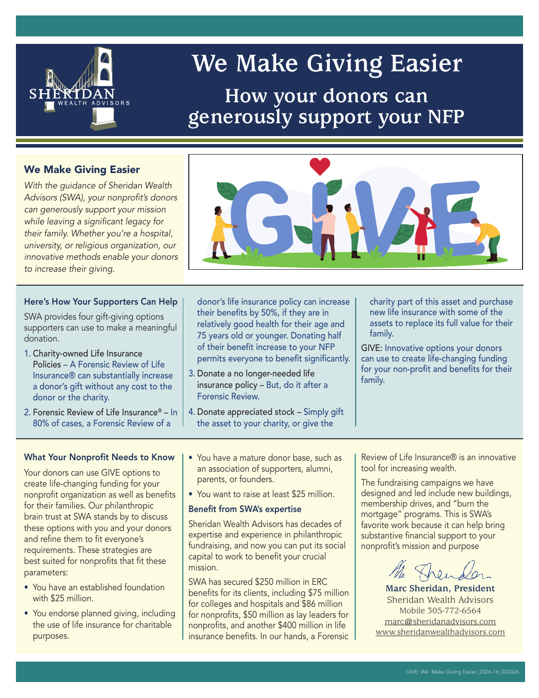 First page of the GIVE foundation overview